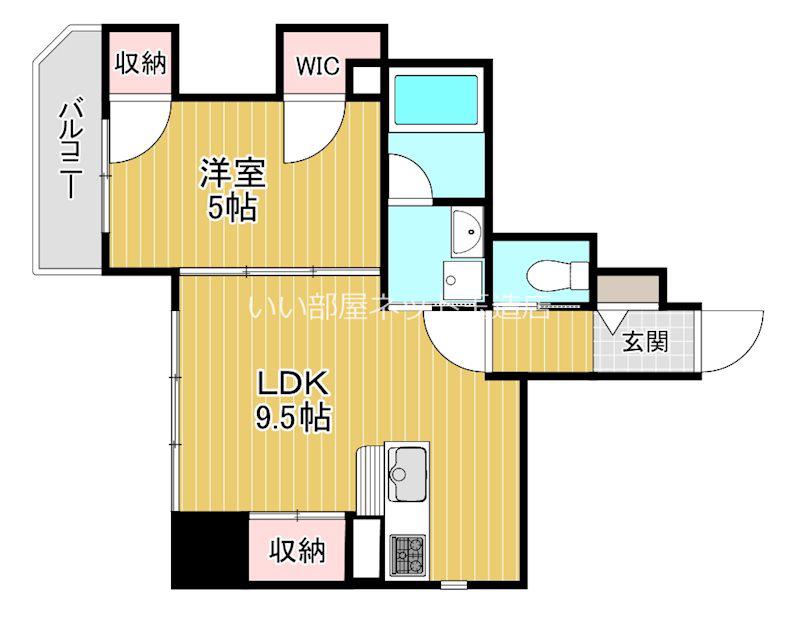 LA CASA 上汐(1LDK/9階)の間取り写真