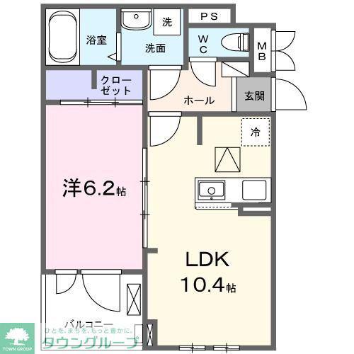 グリシーヌ(1LDK/3階)の間取り写真