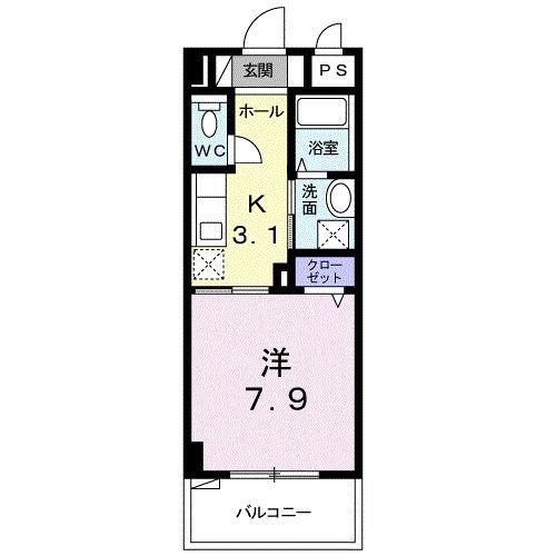 ハピネス ガーデン(1K/4階)の間取り写真