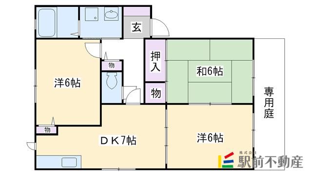 ルミエール朝日A(3DK/1階)の間取り写真