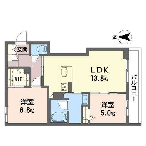 グランドパレス掛尾(2LDK/2階)の間取り写真