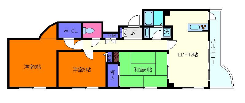 プラザ森北(3LDK/1階)の間取り写真