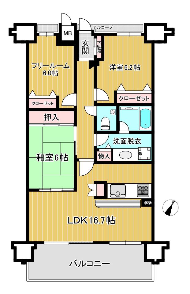 本山アーバンライフ(2SLDK/8階)の間取り写真