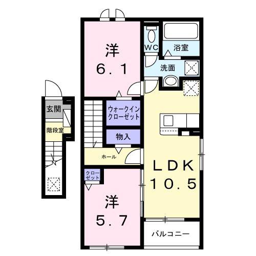 プラシード(2LDK/2階)の間取り写真
