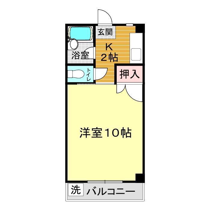ニューヒルズ稗田(1K/2階)の間取り写真