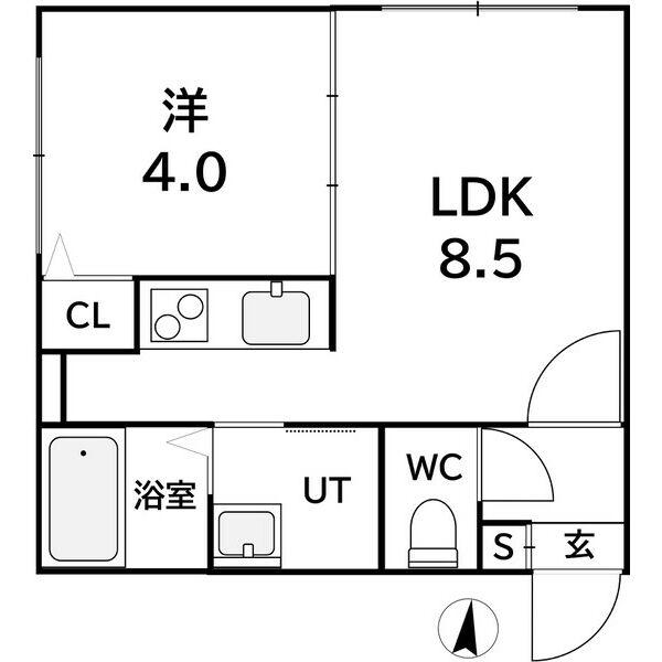 ラフィーネ平岸(1LDK/2階)の間取り写真