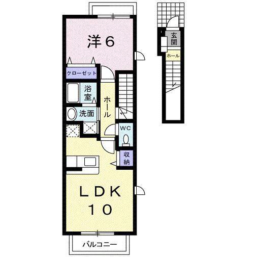 イリーデ・カーサ(1LDK/2階)の間取り写真