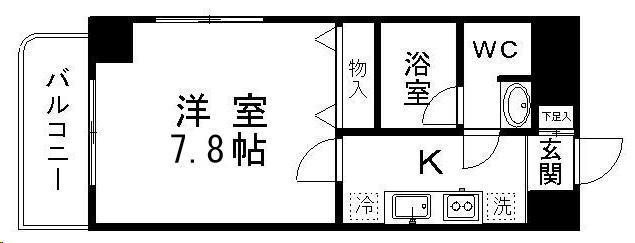 IN-TOWNER木町(1K/4階)の間取り写真