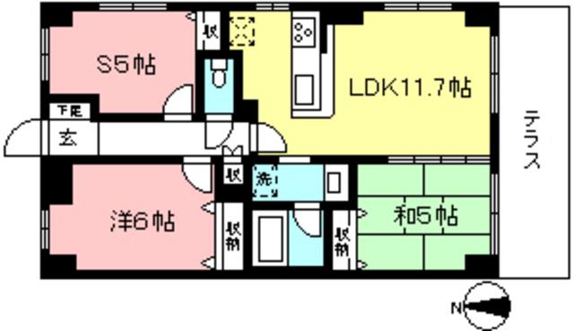 セイガステージ飛田給(2SLDK/1階)の間取り写真
