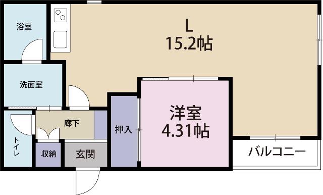 イイトル(1LDK/4階)の間取り写真