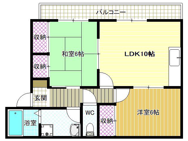 メゾンコンフォールB棟(2LDK/1階)の間取り写真