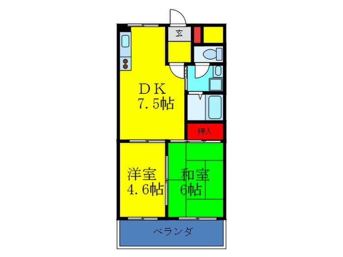 ハイムグローリーI(2DK/4階)の間取り写真