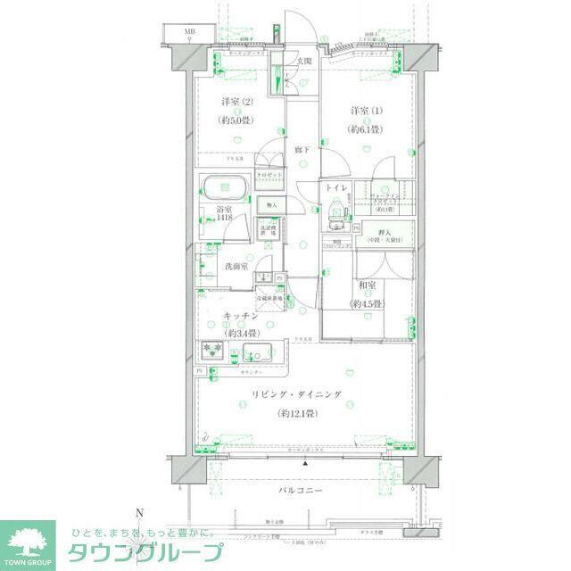 シュロス府中パークアリーナ(3LDK/3階)の間取り写真