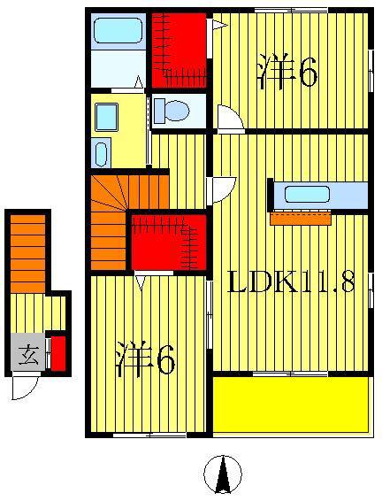 クレメントプラザ(2LDK/2階)の間取り写真
