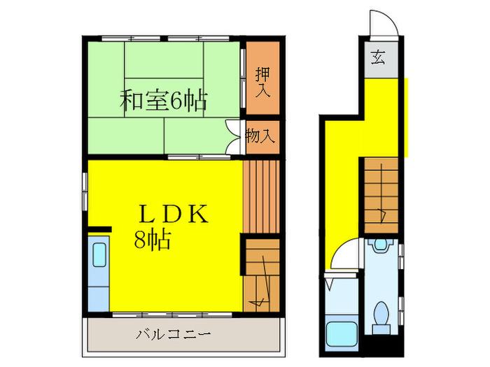 椎野ハイツ(1LDK/1階)の間取り写真