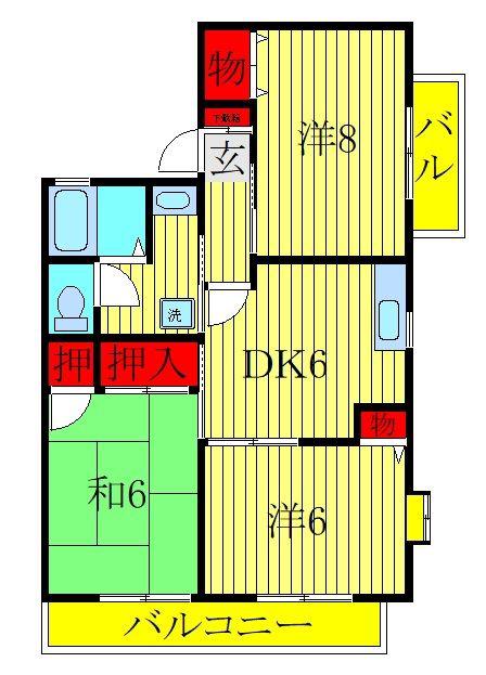 グランドサン伍番館(3DK/2階)の間取り写真