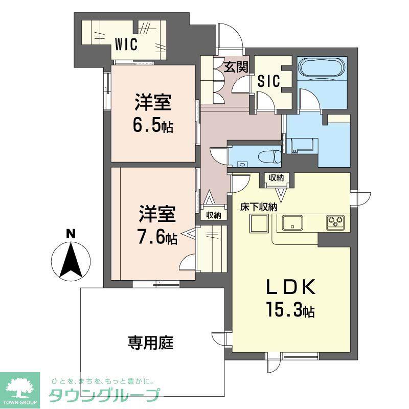 ラ・ルーム厚木町(2LDK/1階)の間取り写真