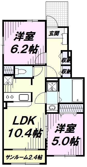 グラン フェリシア(2LDK/1階)の間取り写真