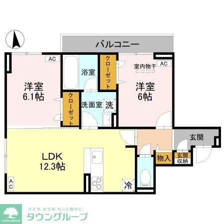 D-ROOM元横山(2LDK/3階)の間取り写真