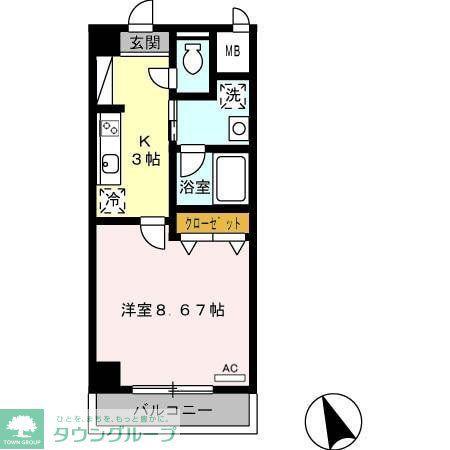 ジオステージ東山(1K/3階)の間取り写真