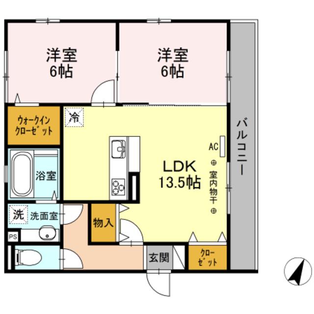 相武ガーデンコート(2LDK/2階)の間取り写真