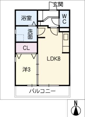 ファミール愛敬(1LDK/1階)の間取り写真
