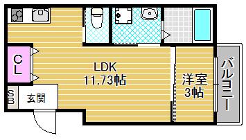 コティ山下町(1LDK/2階)の間取り写真