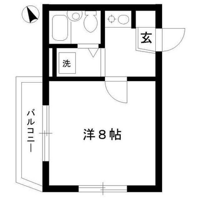 フラットエイト(1K/2階)の間取り写真