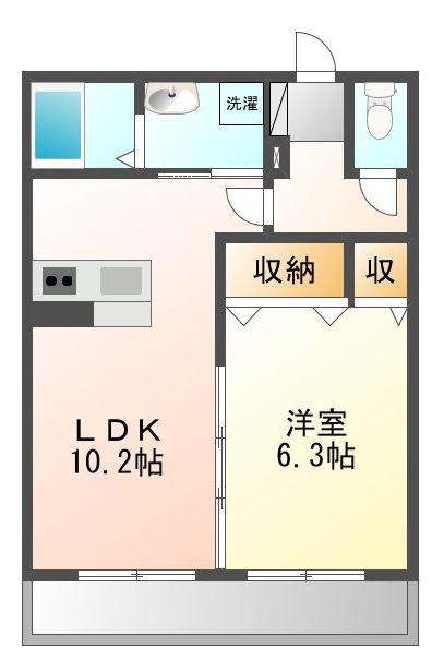 シャルム国立(1LDK/2階)の間取り写真