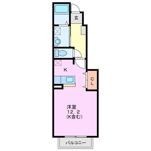 ブリリアント 白子(ワンルーム/1階)の間取り写真
