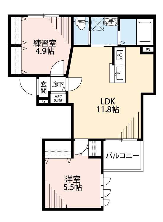 SEPTETT(2LDK/2階)の間取り写真