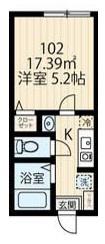 ラフィーネ生田2(1K/1階)の間取り写真