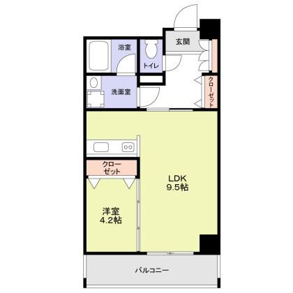 近江レジデンス4号館(1LDK/9階)の間取り写真