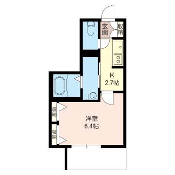 橋爪二ビル(1K/1階)の間取り写真