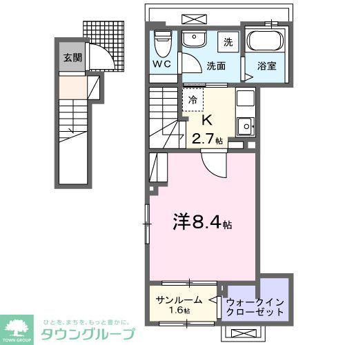 ライフベリー石原(1K/2階)の間取り写真