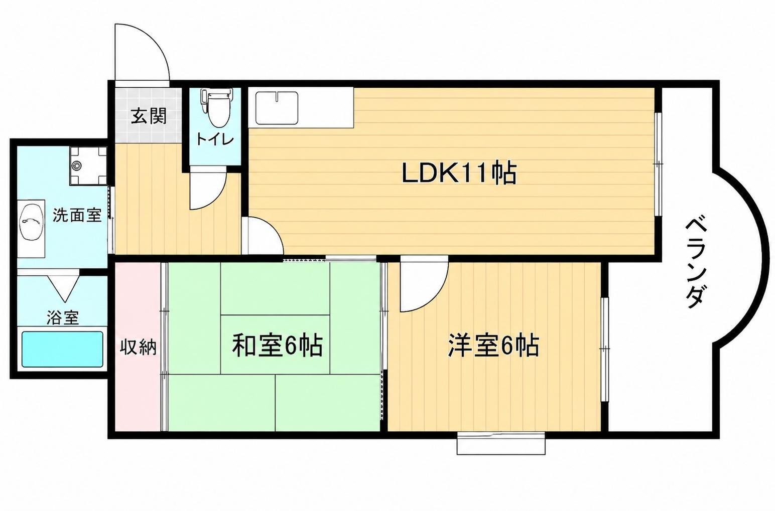 セレコート平野(2LDK/6階)の間取り写真