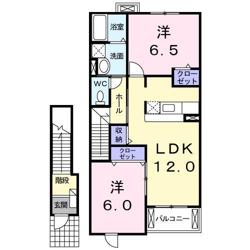 シャルパンティエII(2LDK/2階)の間取り写真