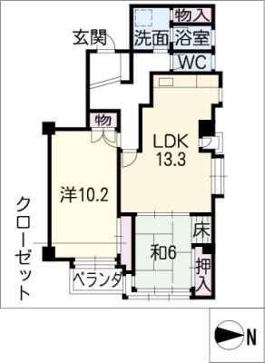 カーサビアンカ伏見8B号(2LDK/8階)の間取り写真