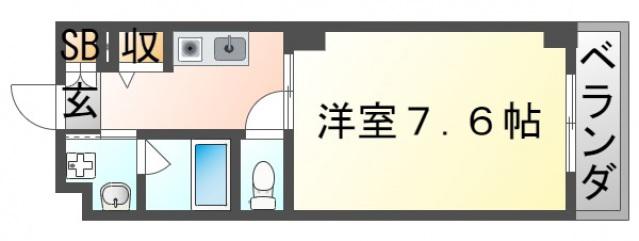 タトゥーイーン千里山(1K/4階)の間取り写真