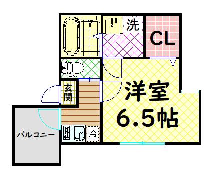 ALEGRIA津久野サウス(1K/2階)の間取り写真