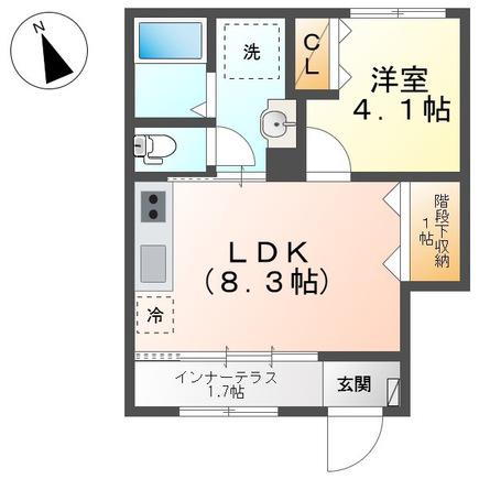 CASA山鳥(1LDK/1階)の間取り写真