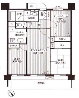 KS桜川(2SLDK/1階)の間取り写真