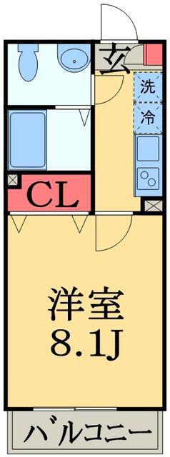 AJ蘇我ウエストI(1K/1階)の間取り写真