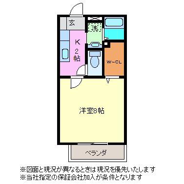 ヴィバーチェ花畑(1K/2階)の間取り写真