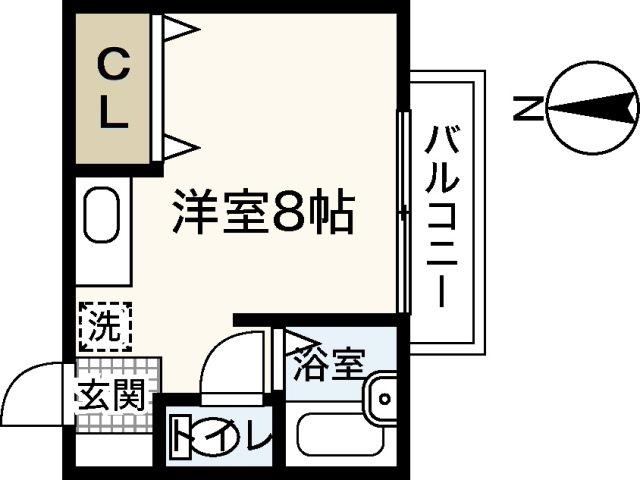 グランディーY(ワンルーム/2階)の間取り写真