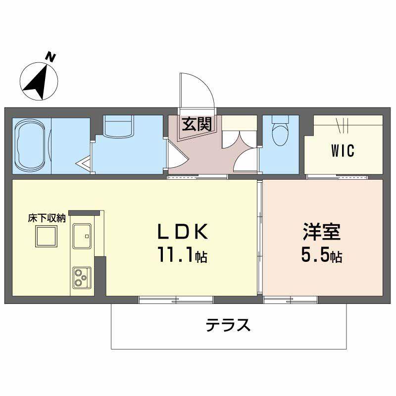 プリマベーラ原尾島(1LDK/1階)の間取り写真