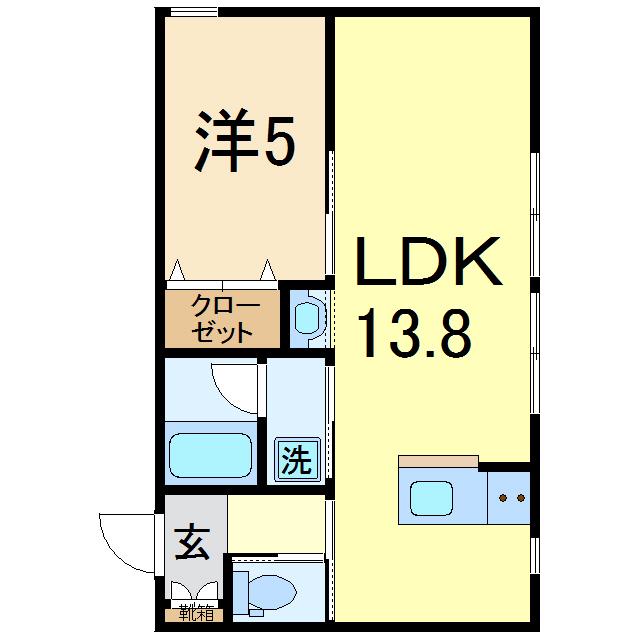 ヴィラA棟(1LDK/1階)の間取り写真