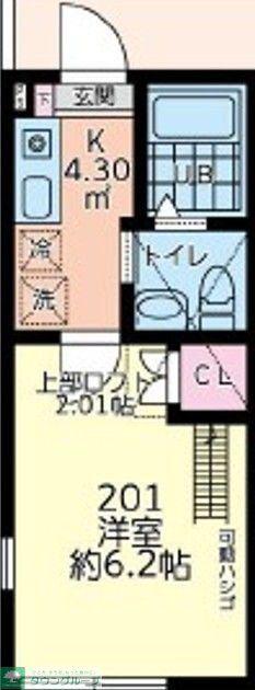 HMBASE鶴ヶ峰(1K/2階)の間取り写真
