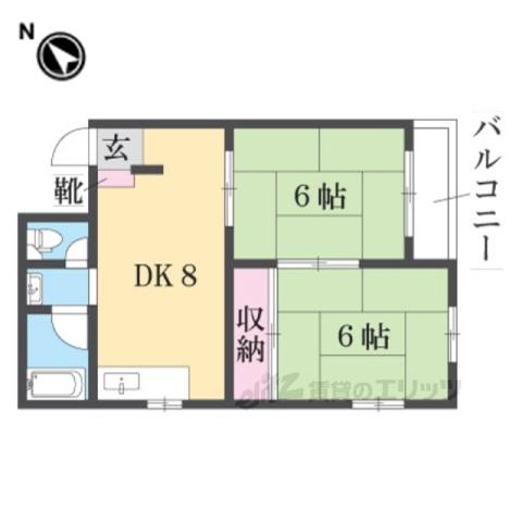 成田グリーンハイツ(2DK/2階)の間取り写真