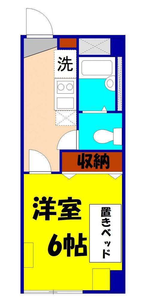つくばエクスプレス 八潮駅 徒歩6分 4階建 築20年(1K/3階)の間取り写真